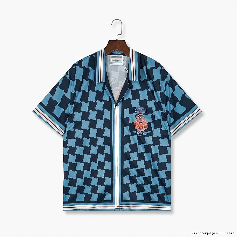 Casablanca checkered retro-style blue shirt