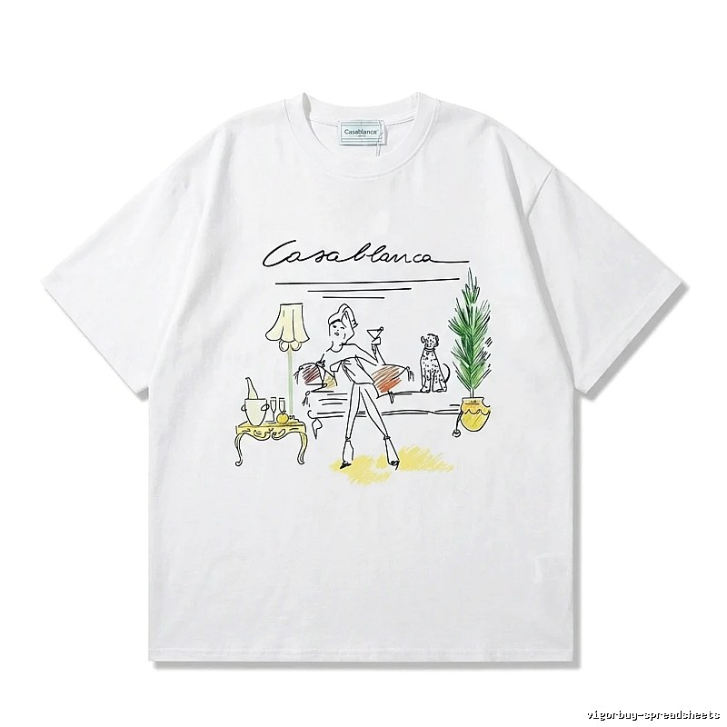 Casablanca Hand-painted Style White T-shirt