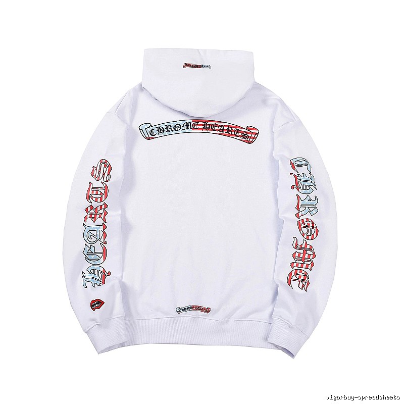 Chrome Hearts 2088-78 White Cross Graphic Hoodie Logo Detail