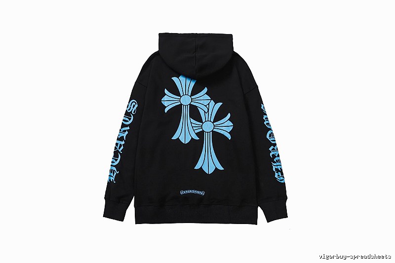 Chrome Hearts Classic Cross graphic hoodie Black Blue Cross for Daily Styling
