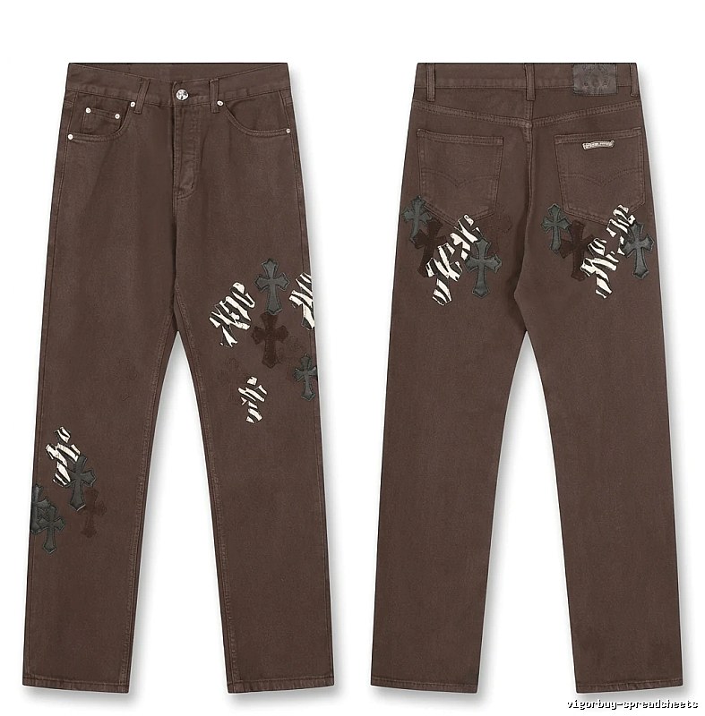 Chrome Hearts Cross Dark Style Brown Pants