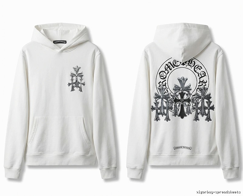Chrome Hearts Cross Trendy and Cool Style White Hoodie