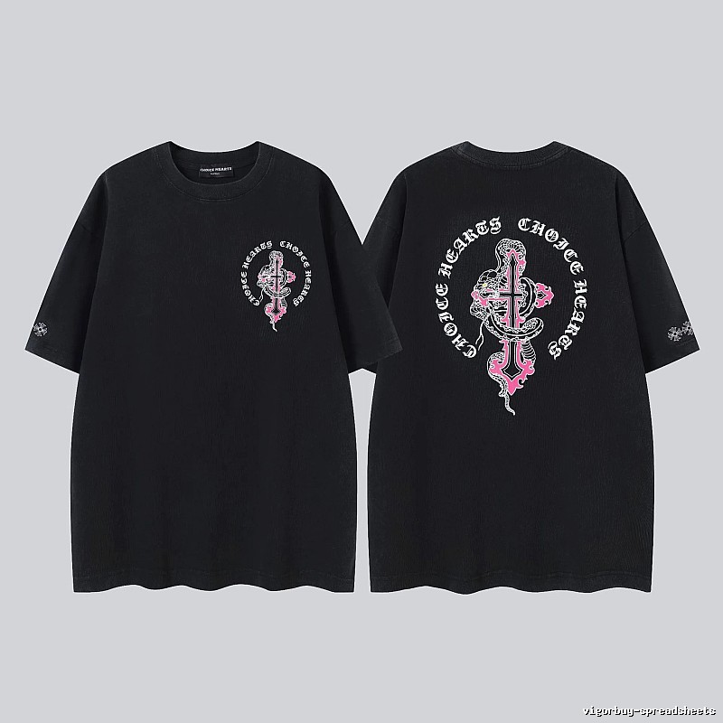 Chrome Hearts Gothic Style Snake & Cross Black Short-Sleeve T-Shirt