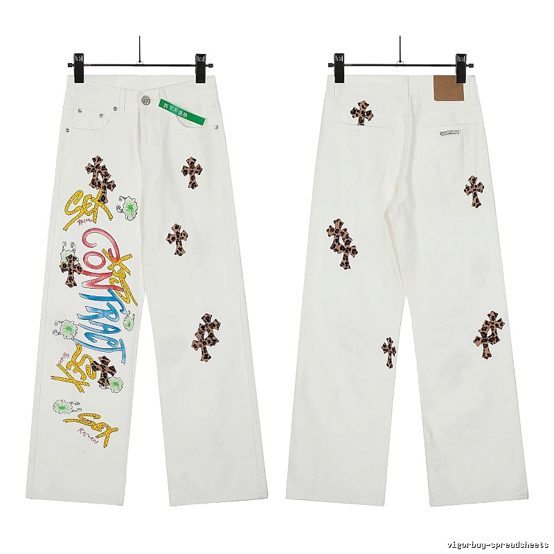 Chrome Hearts Resort Graphic jeans Light Denim Jeans for Travel Looks