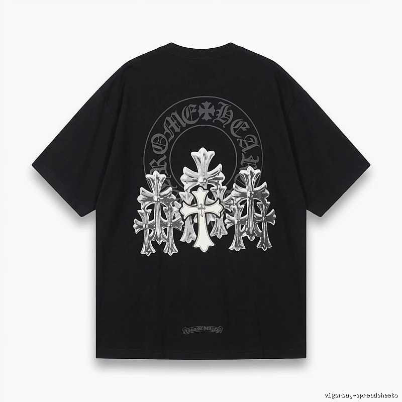 Chrome Hearts Silver Cross Black T - Shirt