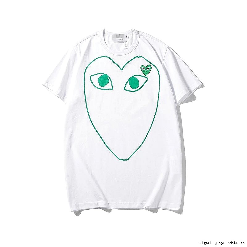 Comme des Garcons PLAY 2023-13 Green Style 2313 Heart Logo T-Shirt Soft Neutral