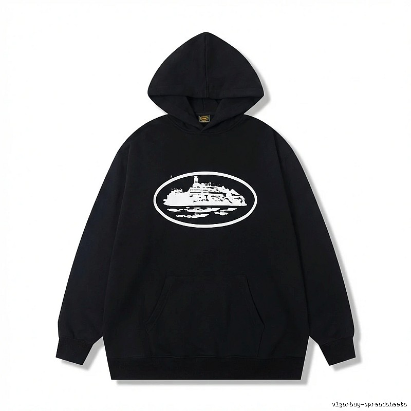 Corteiz black minimalist style hoodie