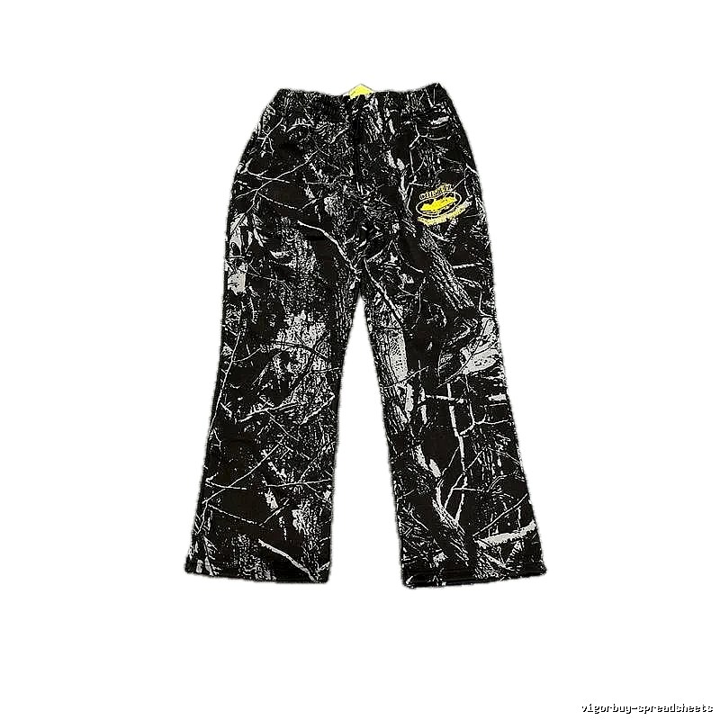 Corteiz graffiti-style black long trousers