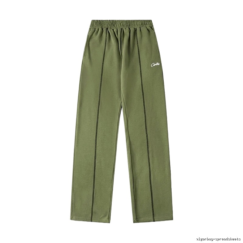 Corteiz minimalist style olive green long trousers