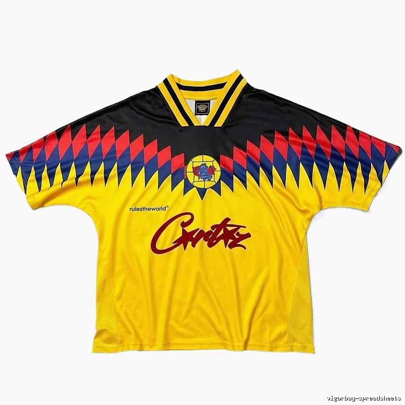 Corteiz sporty yellow and black short-sleeved shirt
