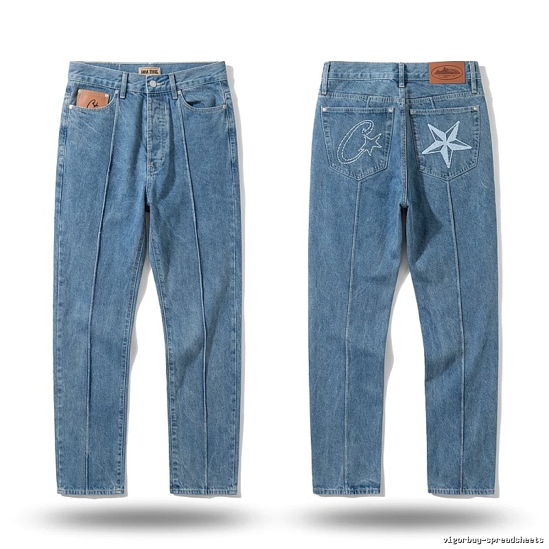 Corteiz star embroidery denim blue jeans