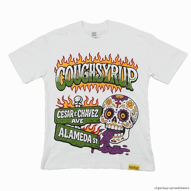 COUGHSYRUP Skeleton Print Street Style White T-Shirt