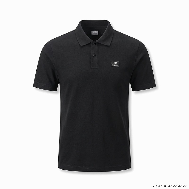 C.P. Simple Style Black Polo Shirt