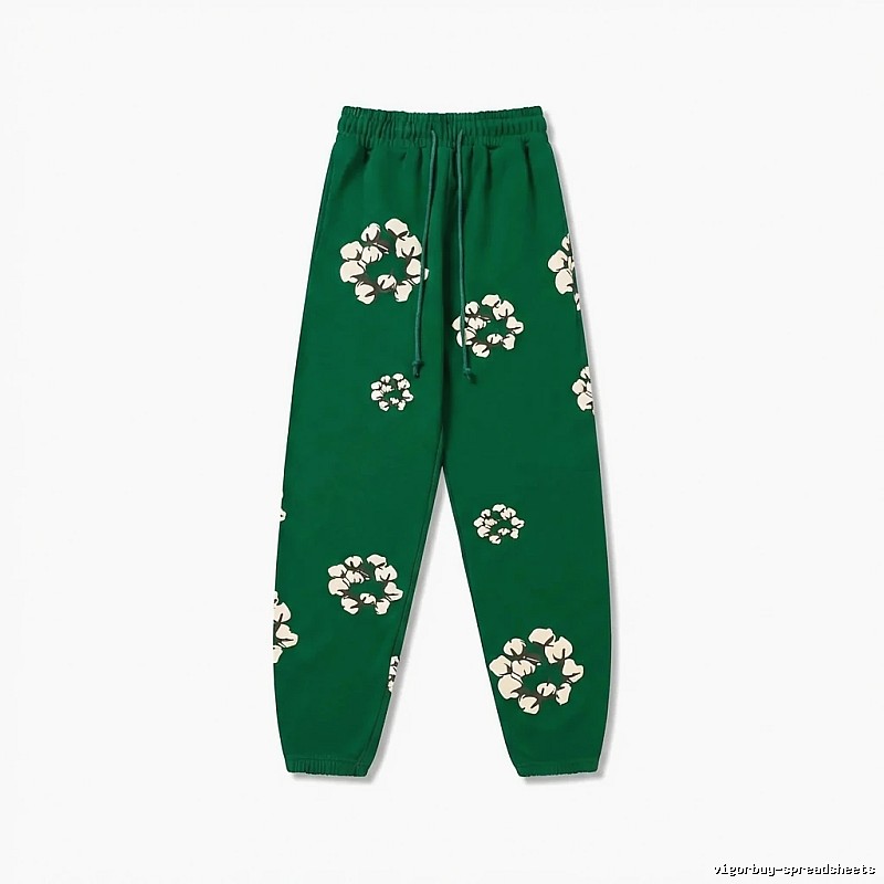 DENIM TEARS Floral Retro Green Sweatpants
