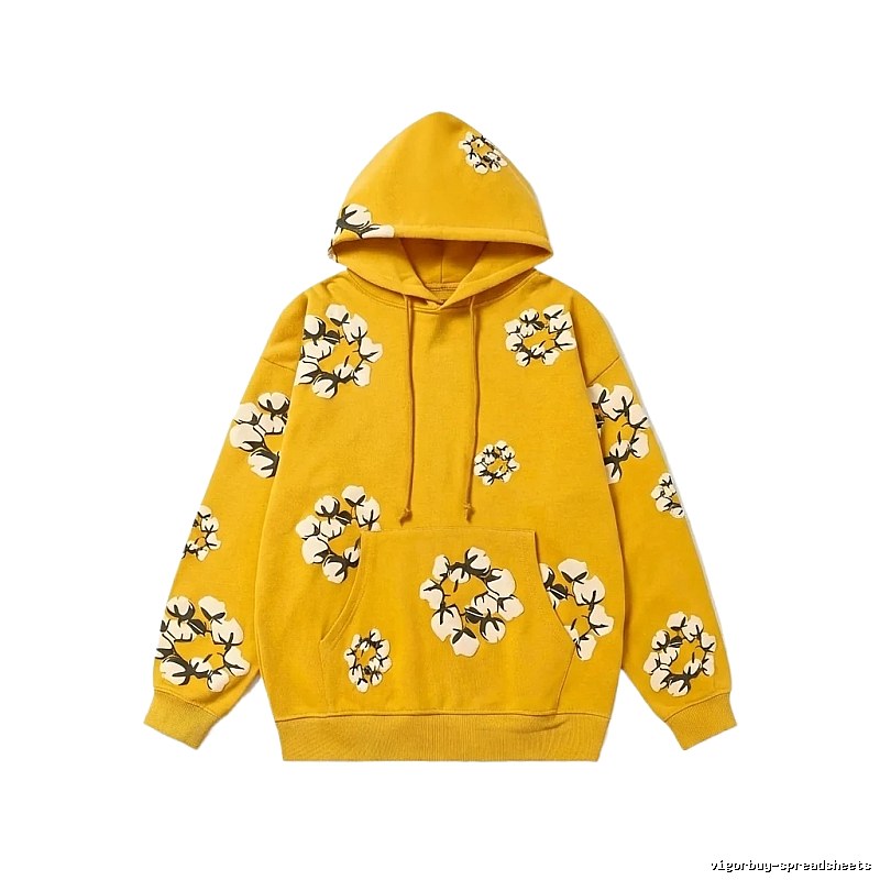 DENIM TEARS Floral Style Yellow Hoodie