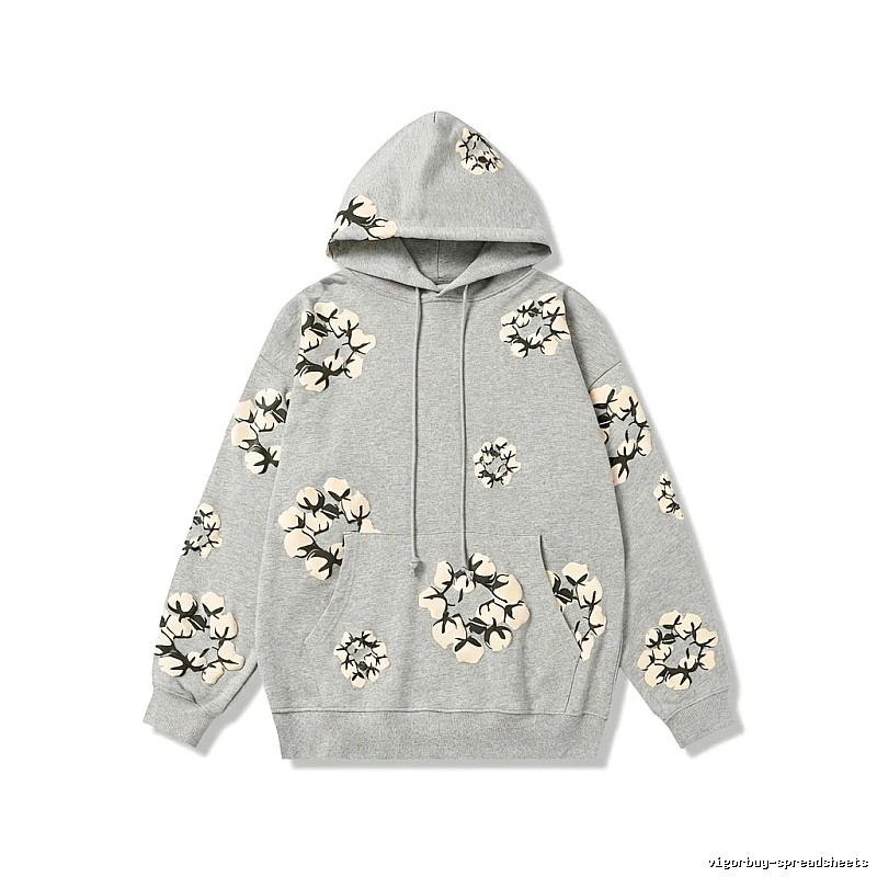 DENIM TEARS Floral Wind Grey Hoodie
