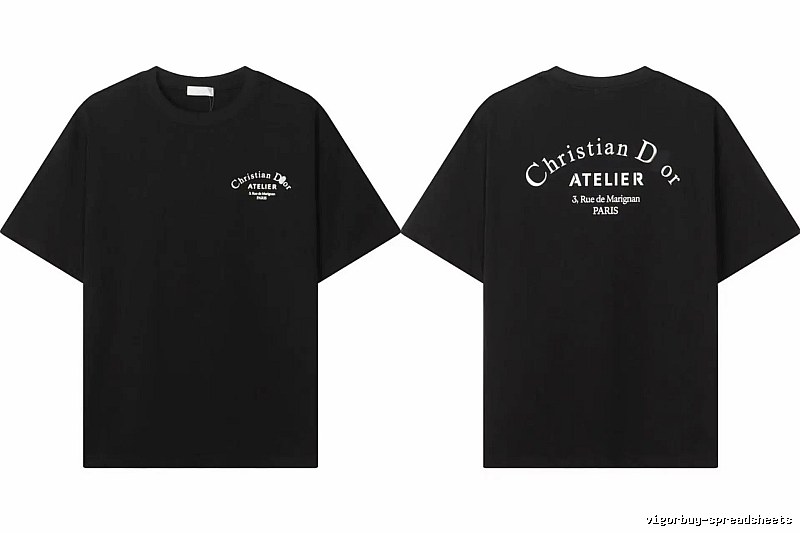 Dior ATELIER Minimalist Style Black Short-Sleeve T-Shirt