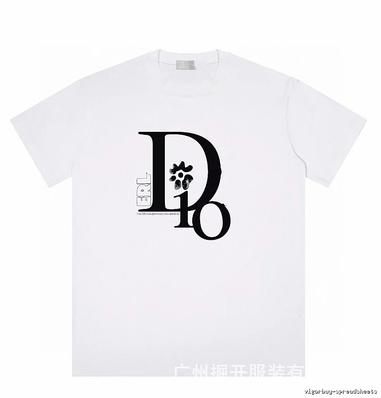 Dior Co-branded Trendy Style Printed White T-Shirt
