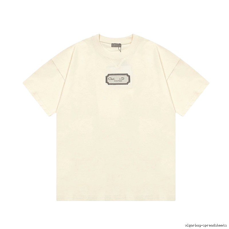 Dior Couture Minimalist Style Off-White Short-sleeve T-shirt