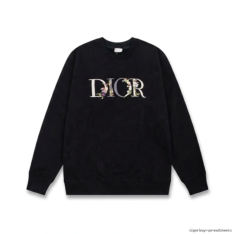 Dior Floral Alphabet Style Black Sweatshirt