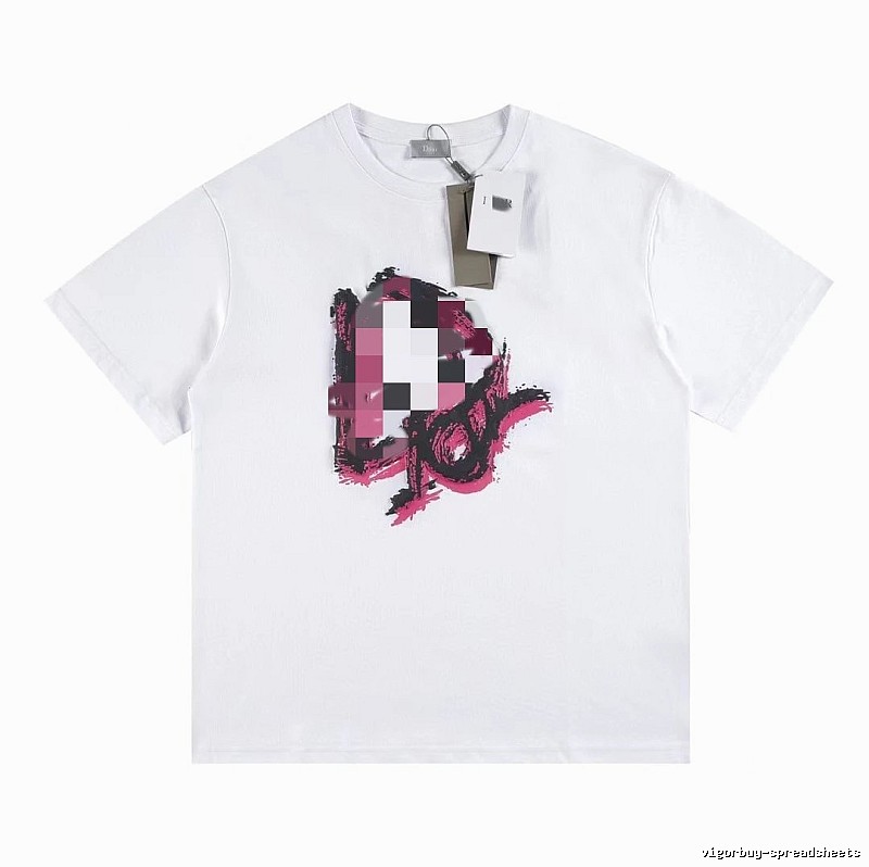 Dior Graffiti Print Street Style White T-Shirt