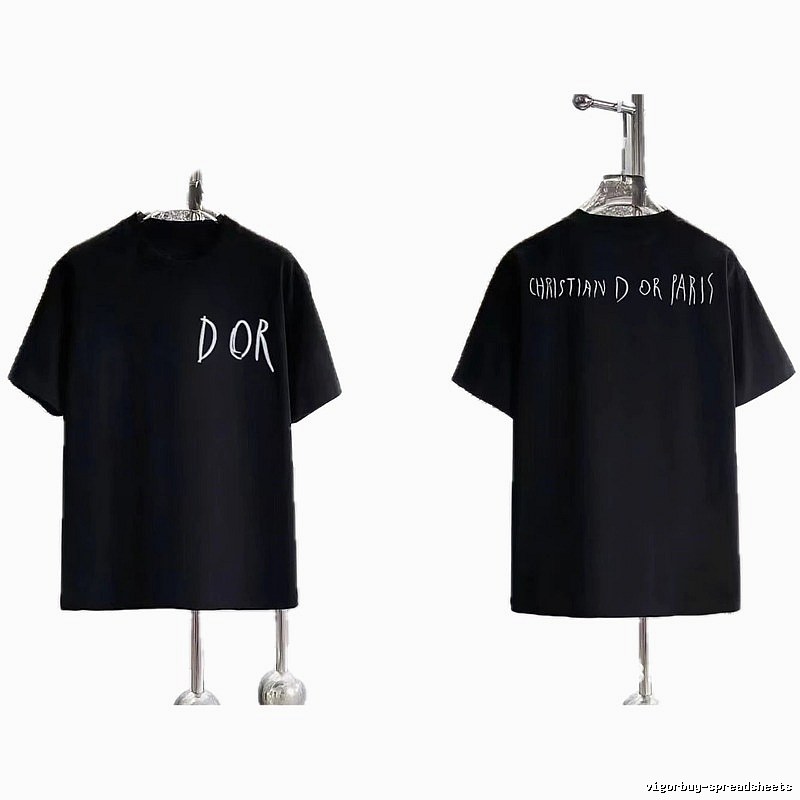 Dior Hand-painted Graffiti Minimalist Style Black T-shirt