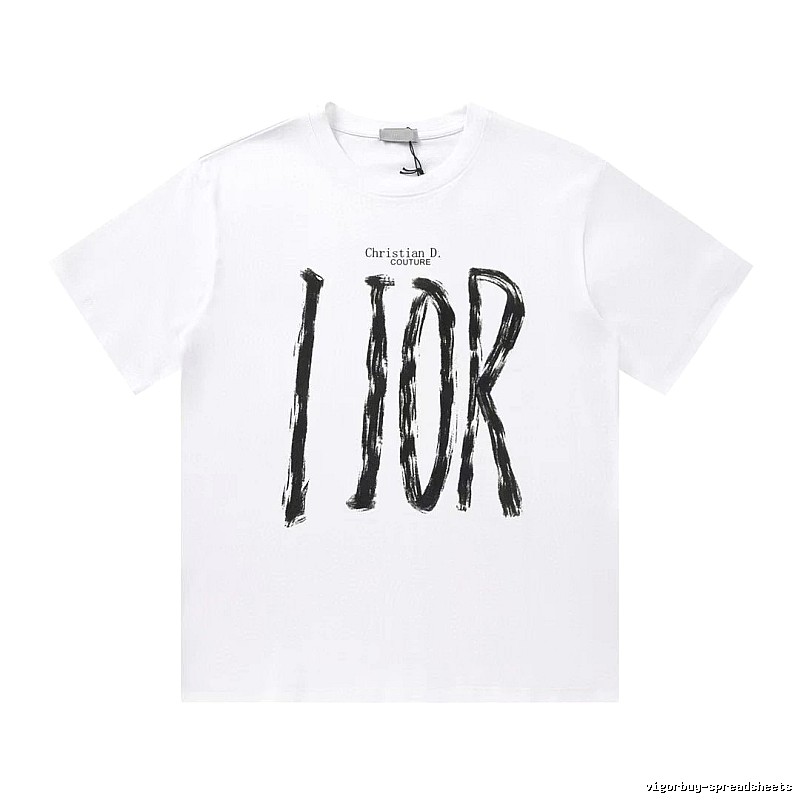 Dior Haute Couture Graffiti Casual Style White T-Shirt