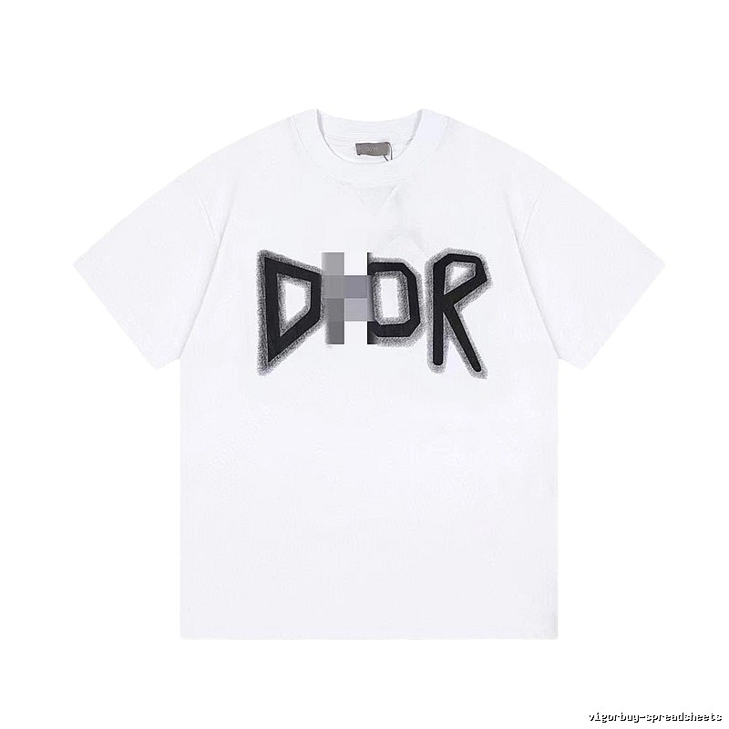Dior Letter Print Trendy Style White T-Shirt