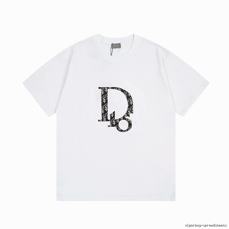 Dior Monogram Light Luxury Style White Short-sleeved T-shirt