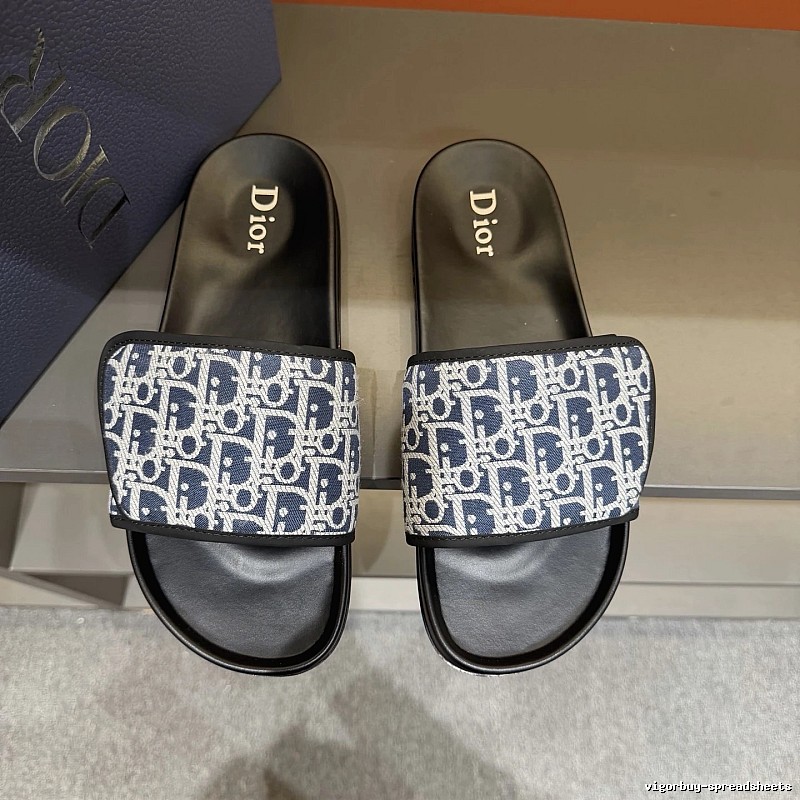 Dior Oblique Collection Luxury-style Blue & Black Slides