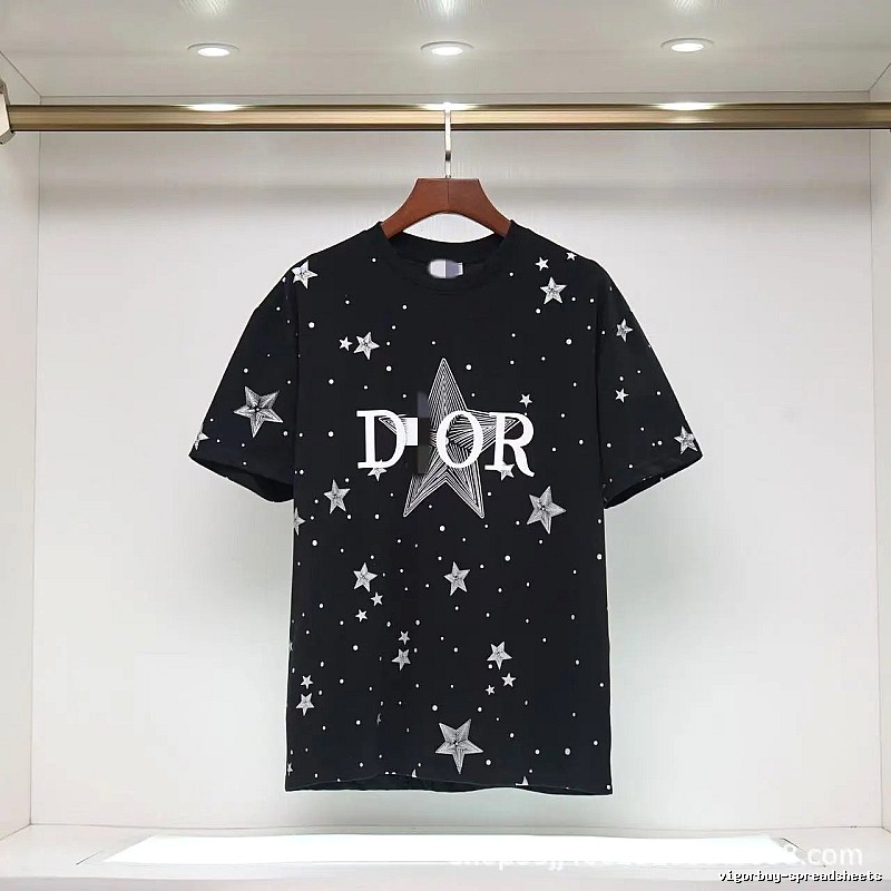 Dior Trendy Cool All-over Star Print Black T-Shirt
