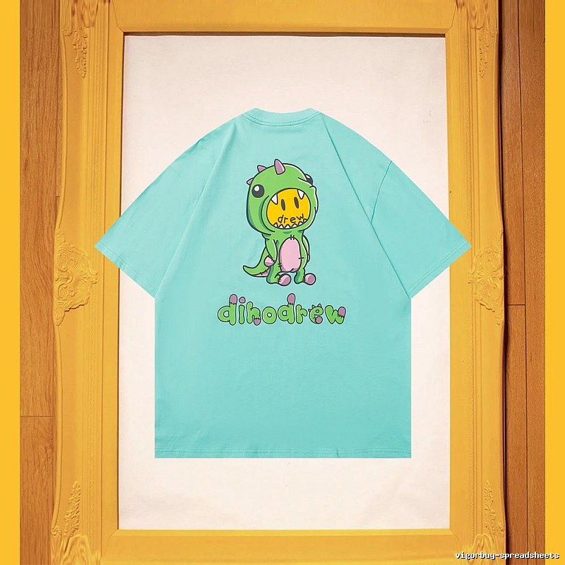 DREW Dinosaur Series Streetwear Style Light Blue Short Sleeve T-Shirt