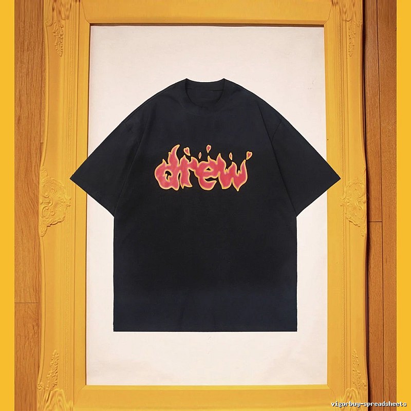 DREW Flame Heart Street Style Black T-shirt