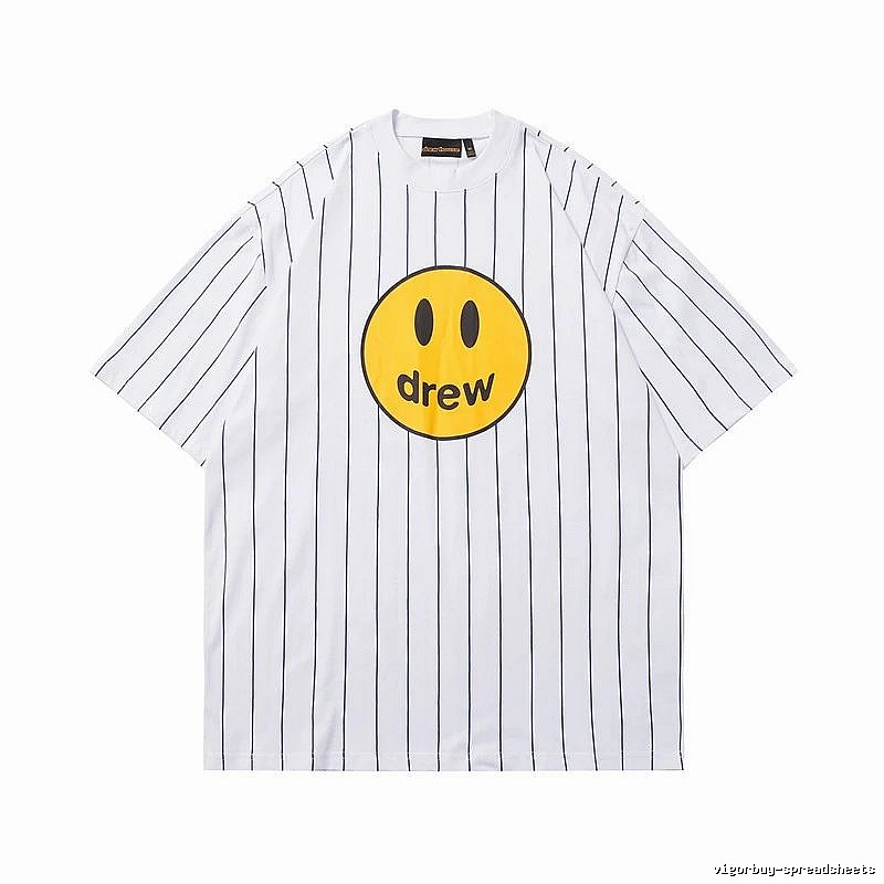 DREW Smiley Face Street Style White Striped T-shirt