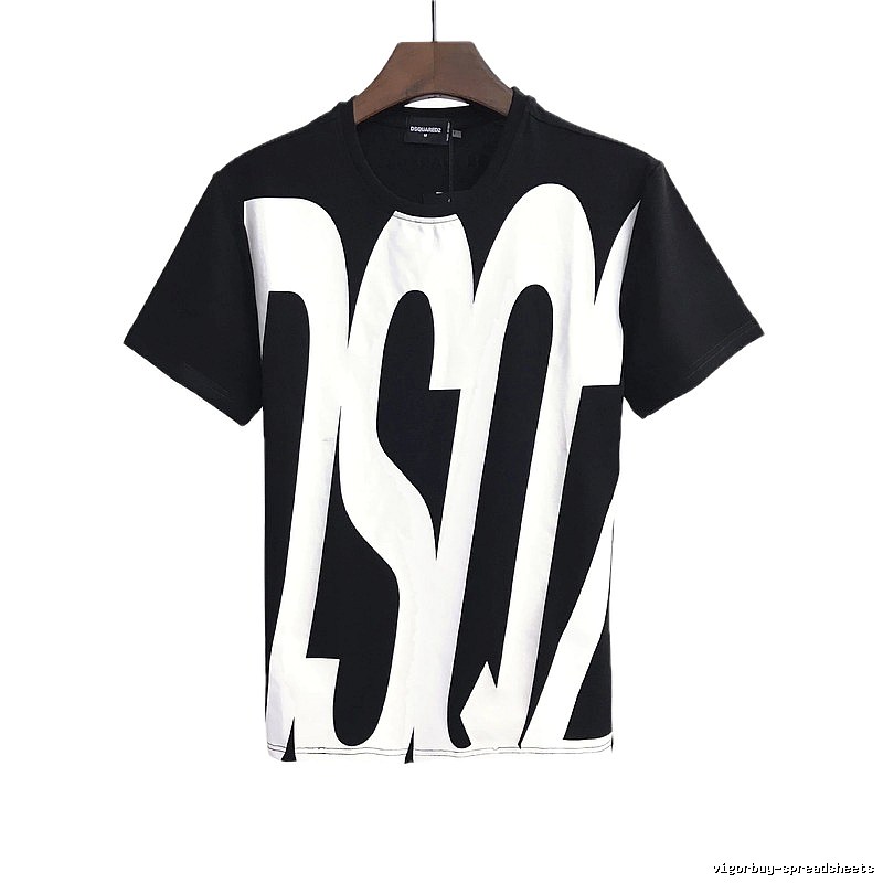 DSQ Large Letter Street Style Black and White Short Sleeve T-Shirt