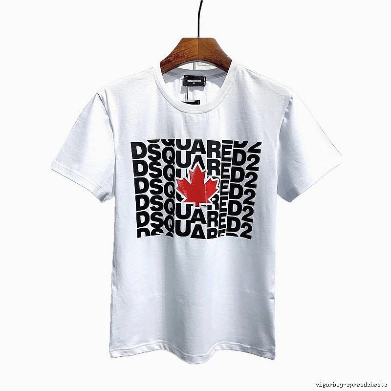 DSQ2 Maple Leaf Print Street Style White Short Sleeve T-Shirt