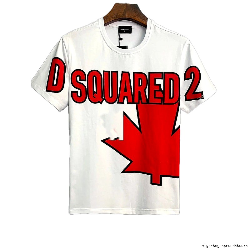DSQUARED2 Maple Print Street Style White Short-sleeve T-shirt