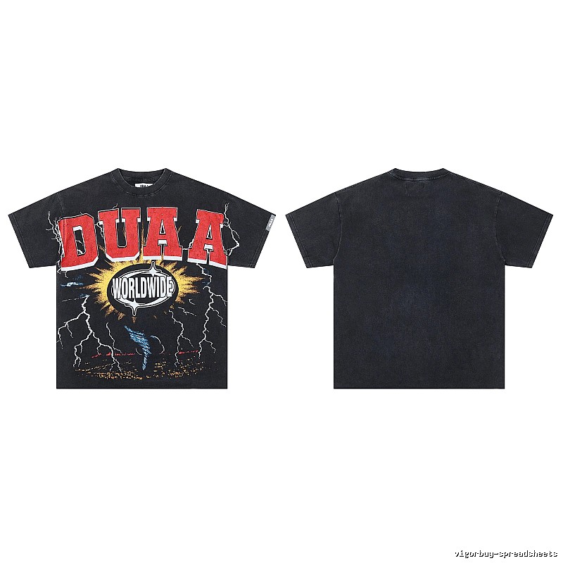 DUAA Lightning American Street Style Distressed Black T-shirt