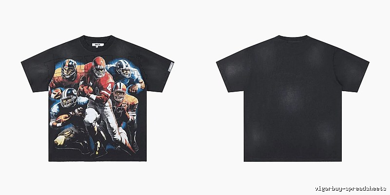 DUAA Rugby Print Retro Black T-Shirt