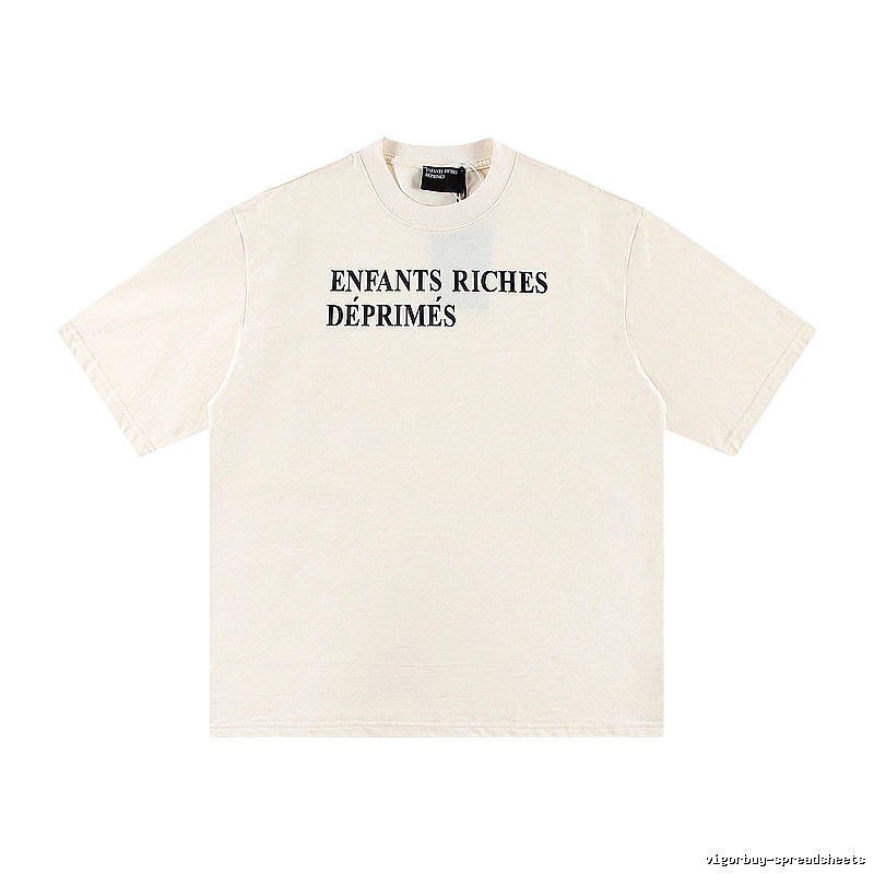 ERD Letter Print Minimalist Style Off-white Short-sleeve T-shirt