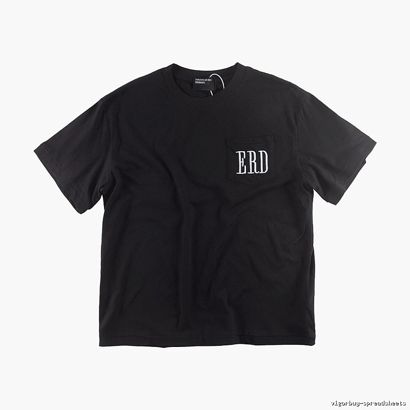 ERD Pocket Embroidery High Street Style Black T-shirt