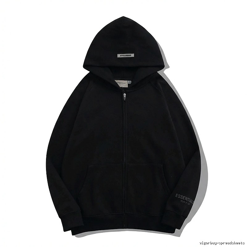 ESSENTIALS minimalist style black hoodie