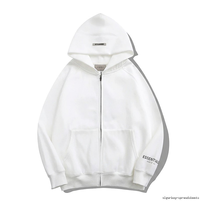 ESSENTIALS minimalist style white hoodie