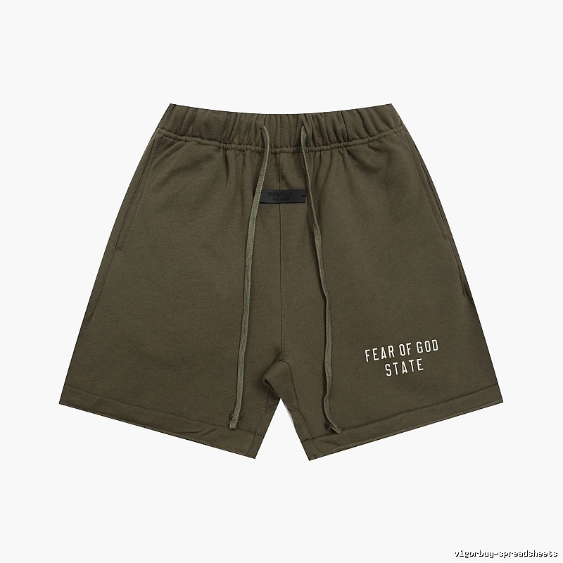 ESSENTIALS Sporty Military Green Shorts