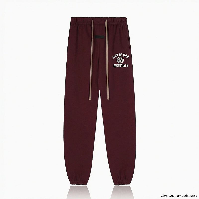 ESSENTIALS Trendy Casual Wine Red Sweatpants