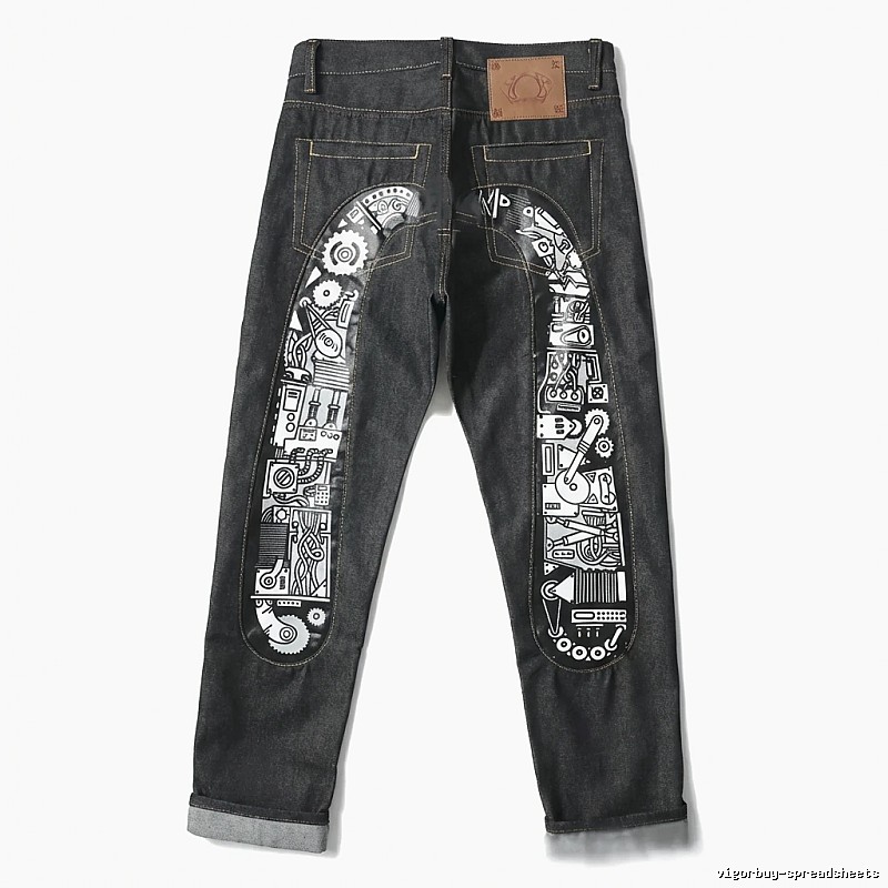EVISU Mechanical Style Black Jeans