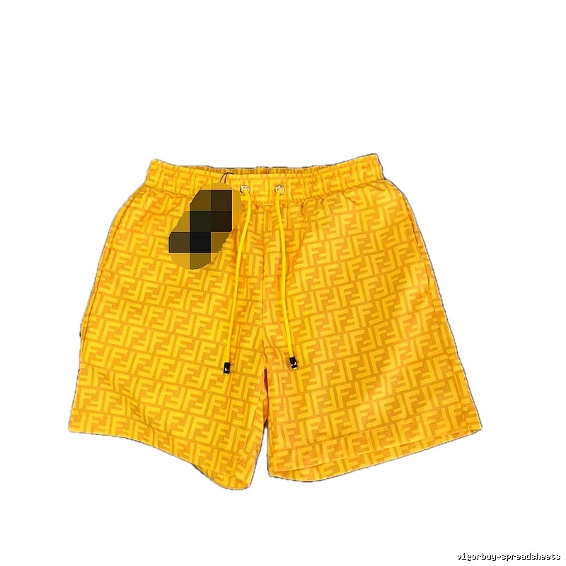 Fendi Double F Monogram Streetwear Yellow Casual Shorts