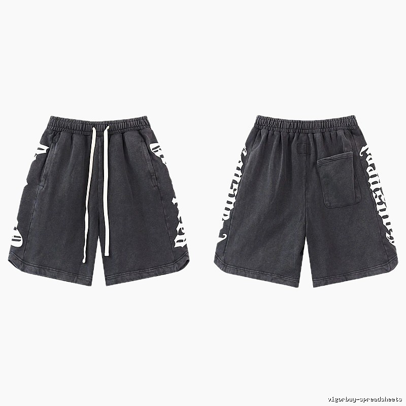 Godspeed Gothic Print Street Style Charcoal Black Shorts