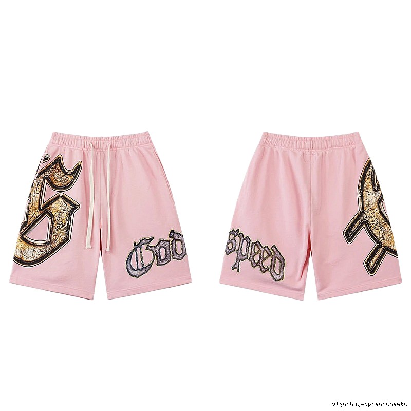 Godspeed Printed Vintage Style Pink Shorts