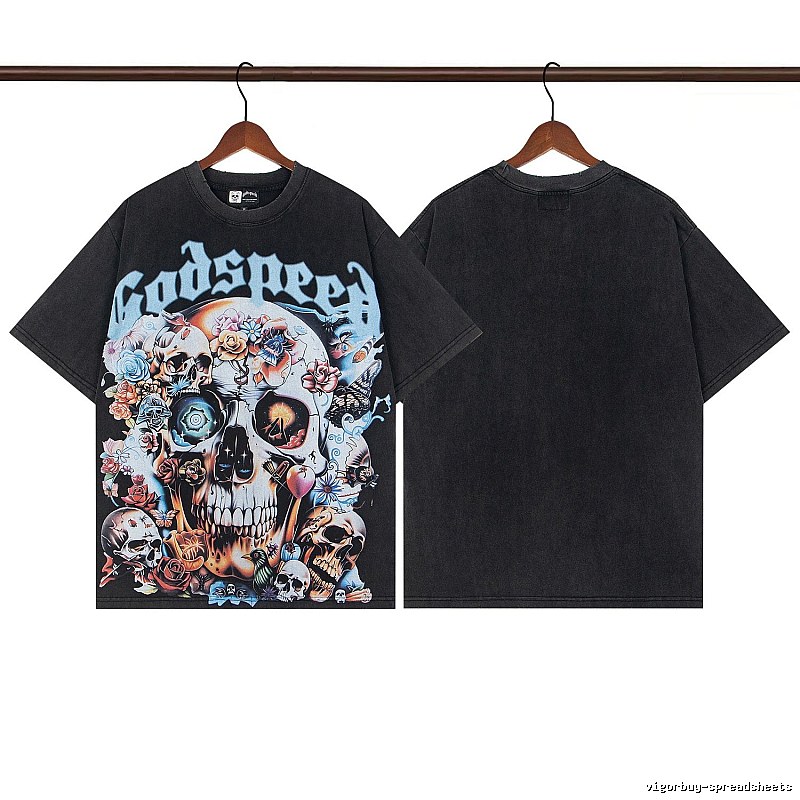 Godspeed Skull Print Street Style Black T-shirt